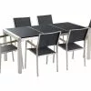 Beliani 6-istuttava Ulkoruokailuryhmä 3-osainen Graniittitaso Tekstiilituolit Musta GROSSETO
