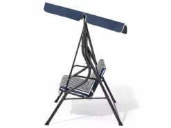 Beliani 3-istuttava Puutarhakeinu Tummansininen/valkoinen CHAPLIN -Ulkokalusteet shop undef src sa picid 673971 type whitesh image scaled