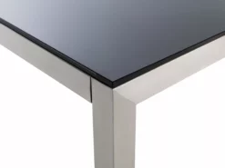 Beliani Puutarhapöytä Lasitasolla Musta 180 X 90 Cm GROSSETO -Ulkokalusteet shop undef src sa picid 674088 type whitesh image scaled