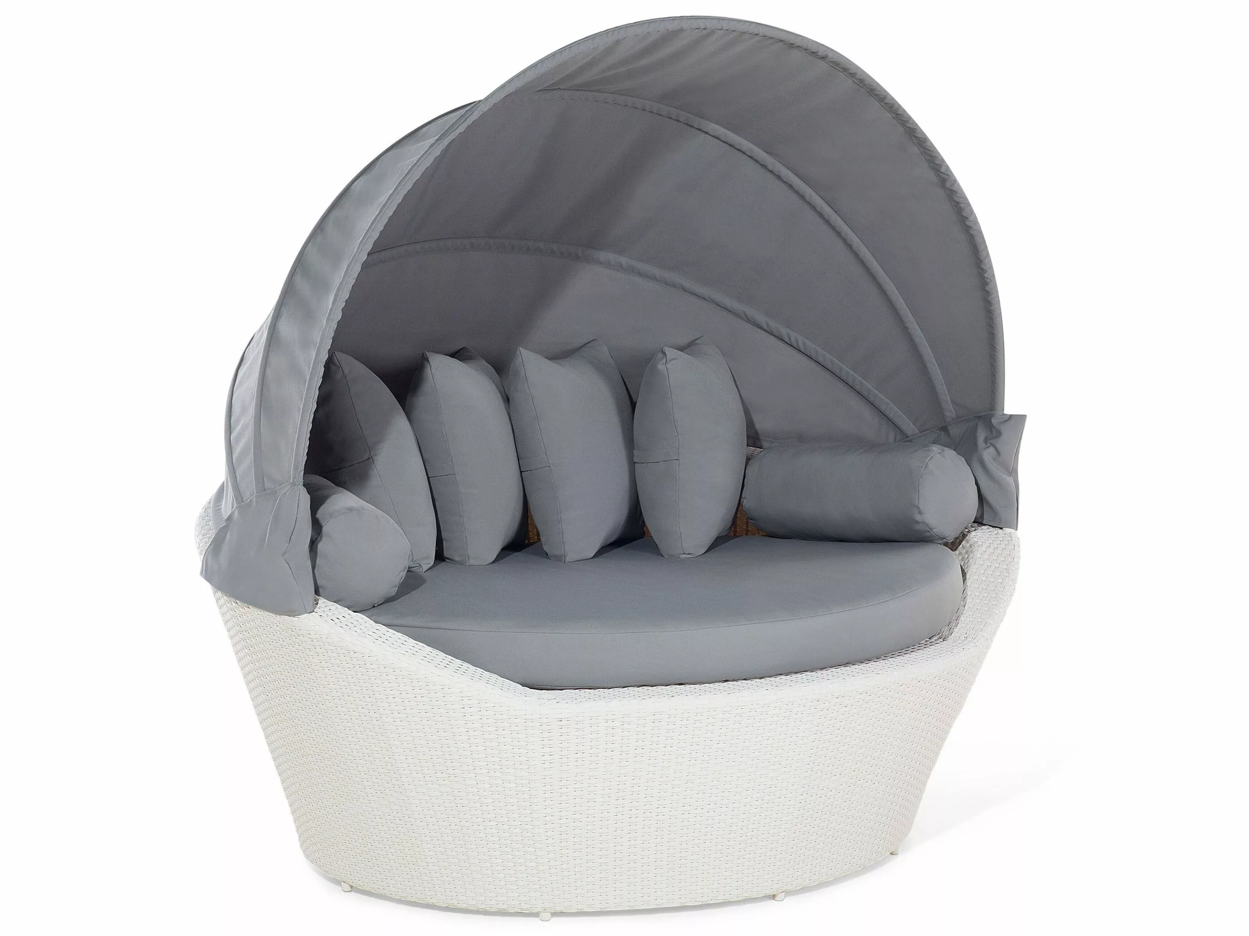 Beliani Valkoinen PE-rottinkinen Aurinkovuode SYLT