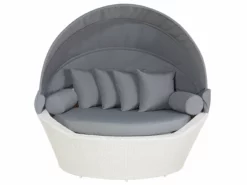 Beliani Valkoinen PE-rottinkinen Aurinkovuode SYLT -Ulkokalusteet shop undef src sa picid 676846 type whitesh image scaled