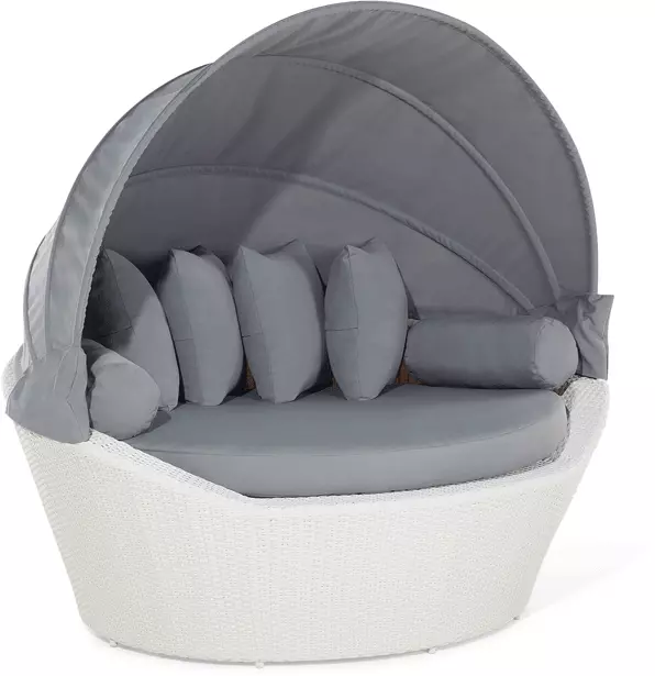 Beliani Valkoinen PE-rottinkinen Aurinkovuode SYLT - Image 6