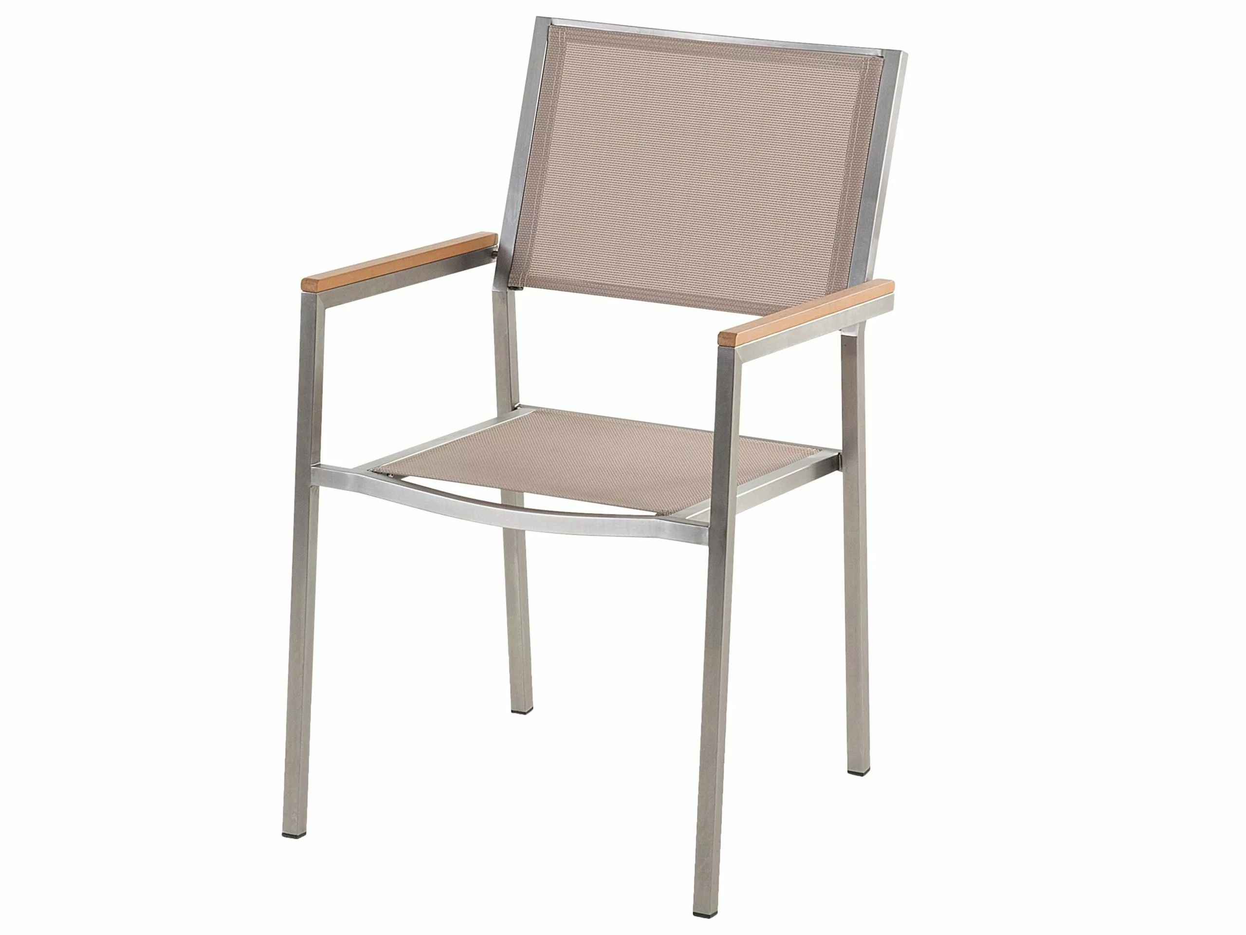 Beliani 6-istuttava Ulkoruokailuryhmä Lasitaso Tekstiilituolit Valkoinen/beige GROSSETO - Image 8
