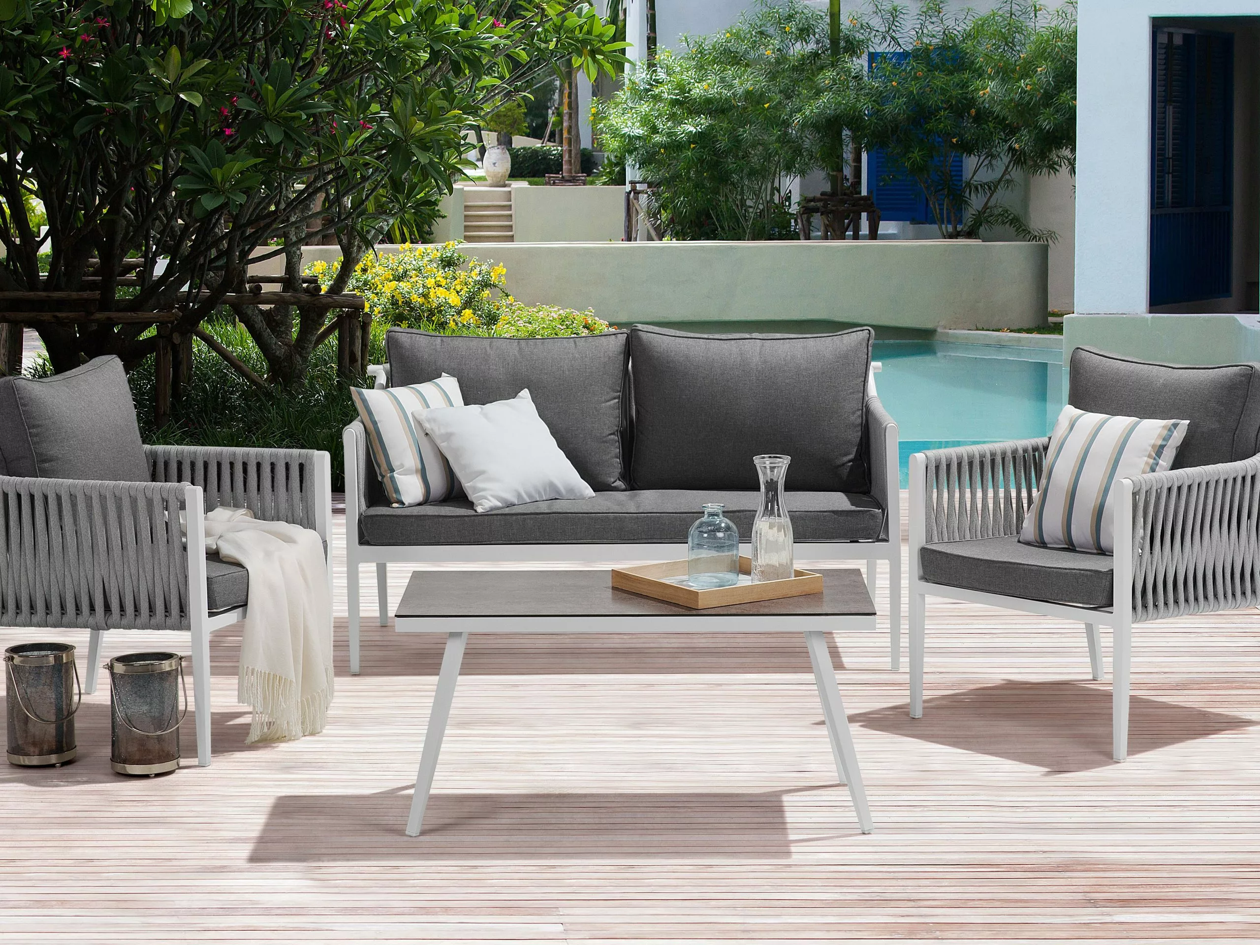 Beliani Puutarhasohvaryhmä Harmaa LATINA 2 Beliani Puutarhasohvaryhmä Harmaa LATINA - Image 2