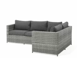 Beliani 4-istuttava Ulkosohvaryhmä Polyrottinki Tummanharmaa AVOLA -Ulkokalusteet shop undef src sa picid 704693 type whitesh image scaled