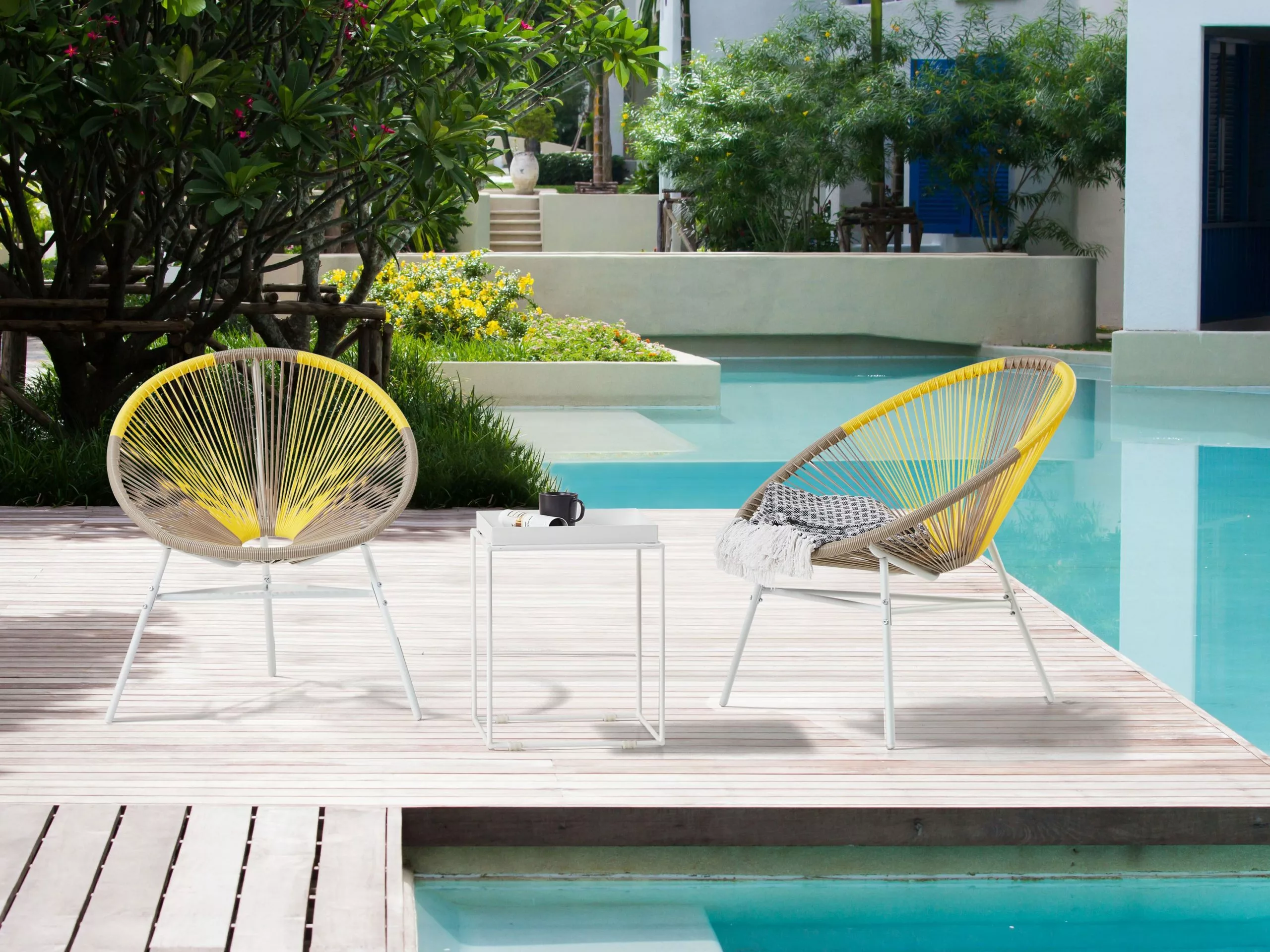 Beliani Narutuoli Polyrottinki Ruskeanharmaa/keltainen 2 Kpl ACAPULCO 2 Beliani Narutuoli Polyrottinki Ruskeanharmaa/keltainen 2 Kpl ACAPULCO - Image 2