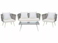 Beliani Puutarhasohvasetti Luonnonvalkoinen RAGUSA
