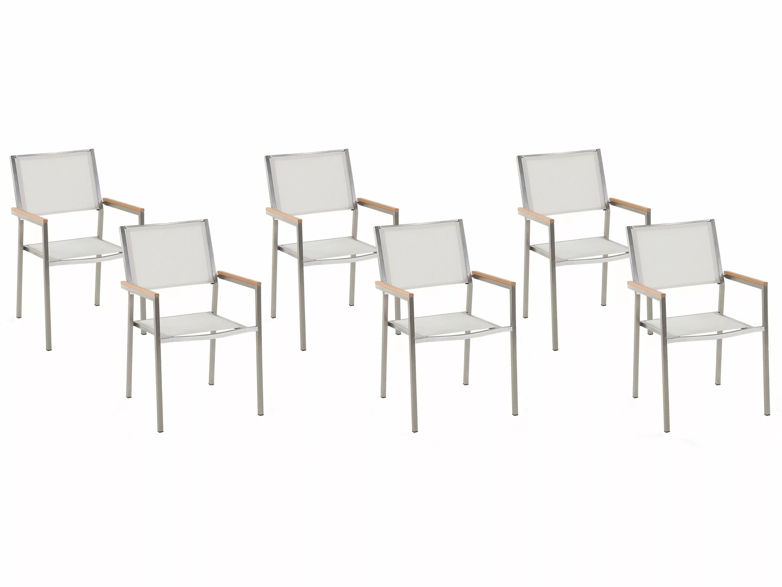 Beliani Puutarhatuoli Kangas Valkoinen 6 Kpl GROSSETO