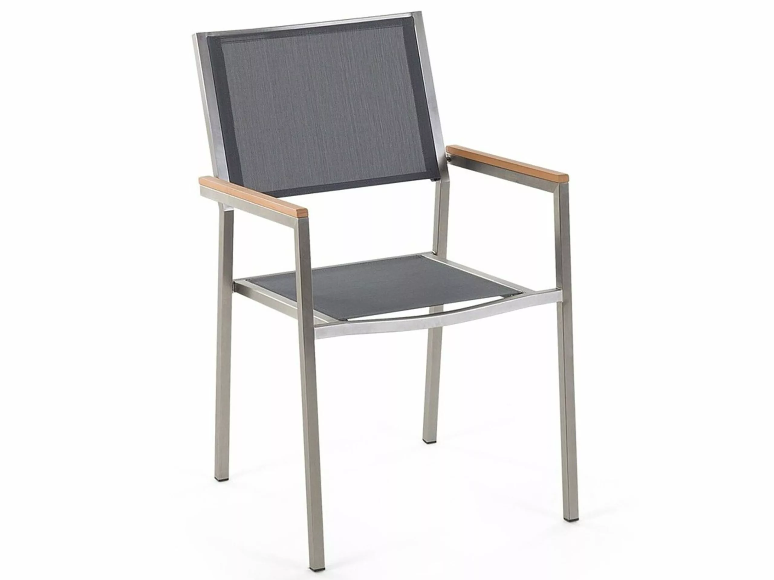 Beliani 6-istuttava Ulkoruokailuryhmä 3-osainen Lasitaso Tekstiilituolit Harmaa GROSSETO - Image 5