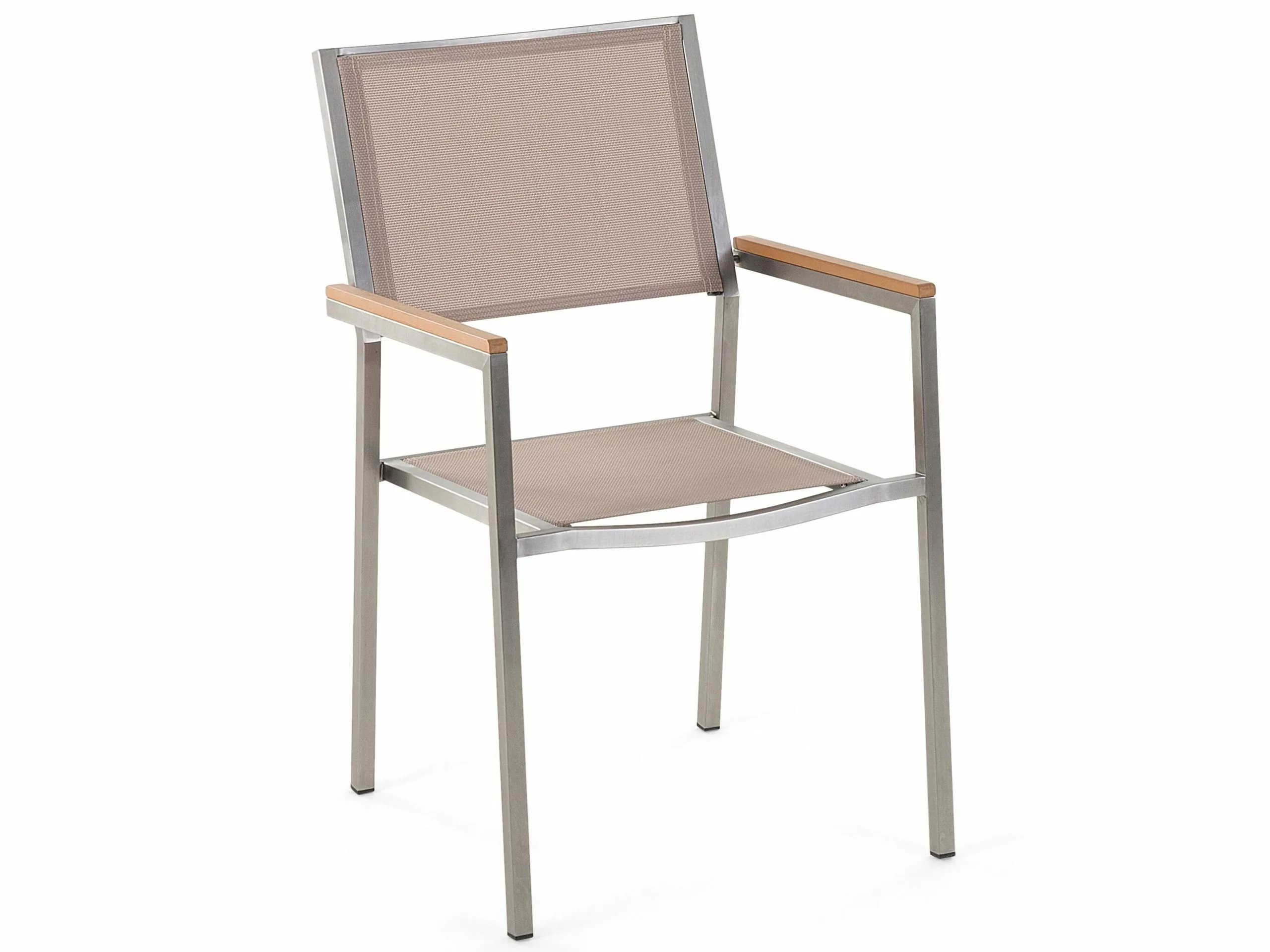 Beliani 6-istuttava Ulkoruokailuryhmä 3-osainen Lasitaso Tekstiilituolit Beige GROSSETO - Image 4