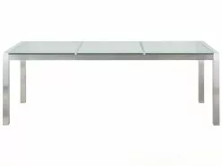 Beliani 6-istuttava Ulkoruokailuryhmä 3-osainen Lasitaso Tekstiilituolit Valkoinen GROSSETO -Ulkokalusteet shop undef src sa picid 725328 type whitesh image scaled