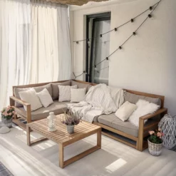 Beliani 4-istuttava Ulkosohvaryhmä Akasiapuu Oikeak. Ruskeanharmaa TIMOR -Ulkokalusteet shop undef src sa picid 729307 type whitesh image scaled