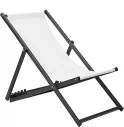 Beliani Musta Aurinkotuoli Luonnonvalkoisella Kankaalla LOCRI -Ulkokalusteet shop undef src sa picid 745388 type whitesh image