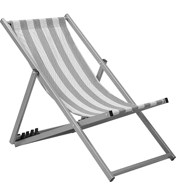 Beliani Harmaa Aurinkotuoli Valkoharmaalla Kankaalla LOCRI - Image 4