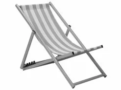 Beliani Harmaa Aurinkotuoli Valkoharmaalla Kankaalla LOCRI -Ulkokalusteet shop undef src sa picid 745461 type whitesh image scaled