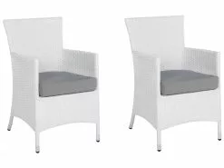 Beliani Puutarhatuoli Polyrottinki Valkoinen 2 Kpl ITALY