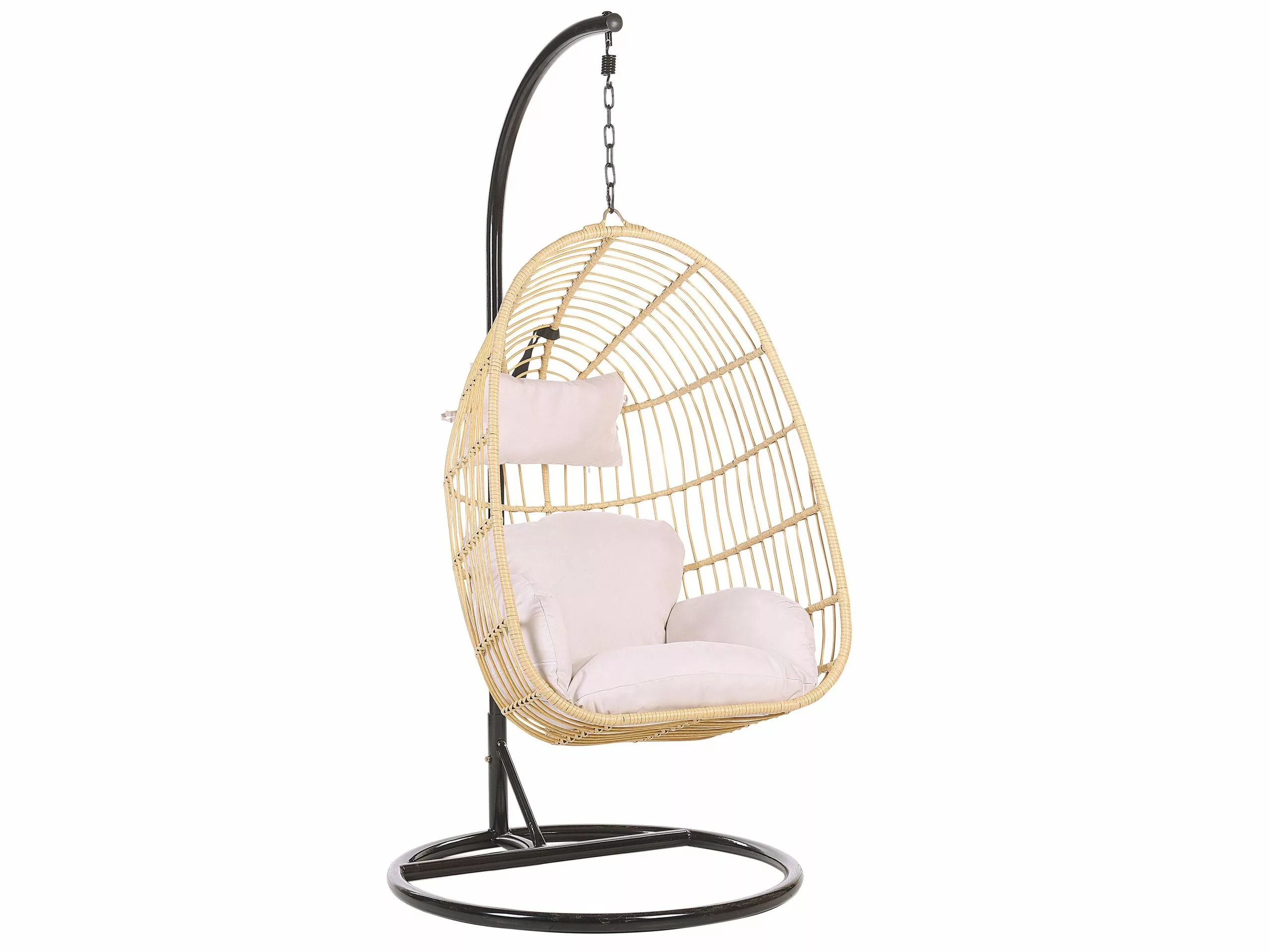 Beliani Rottinkinen Korituoli Jalustalla Beige CASOLI