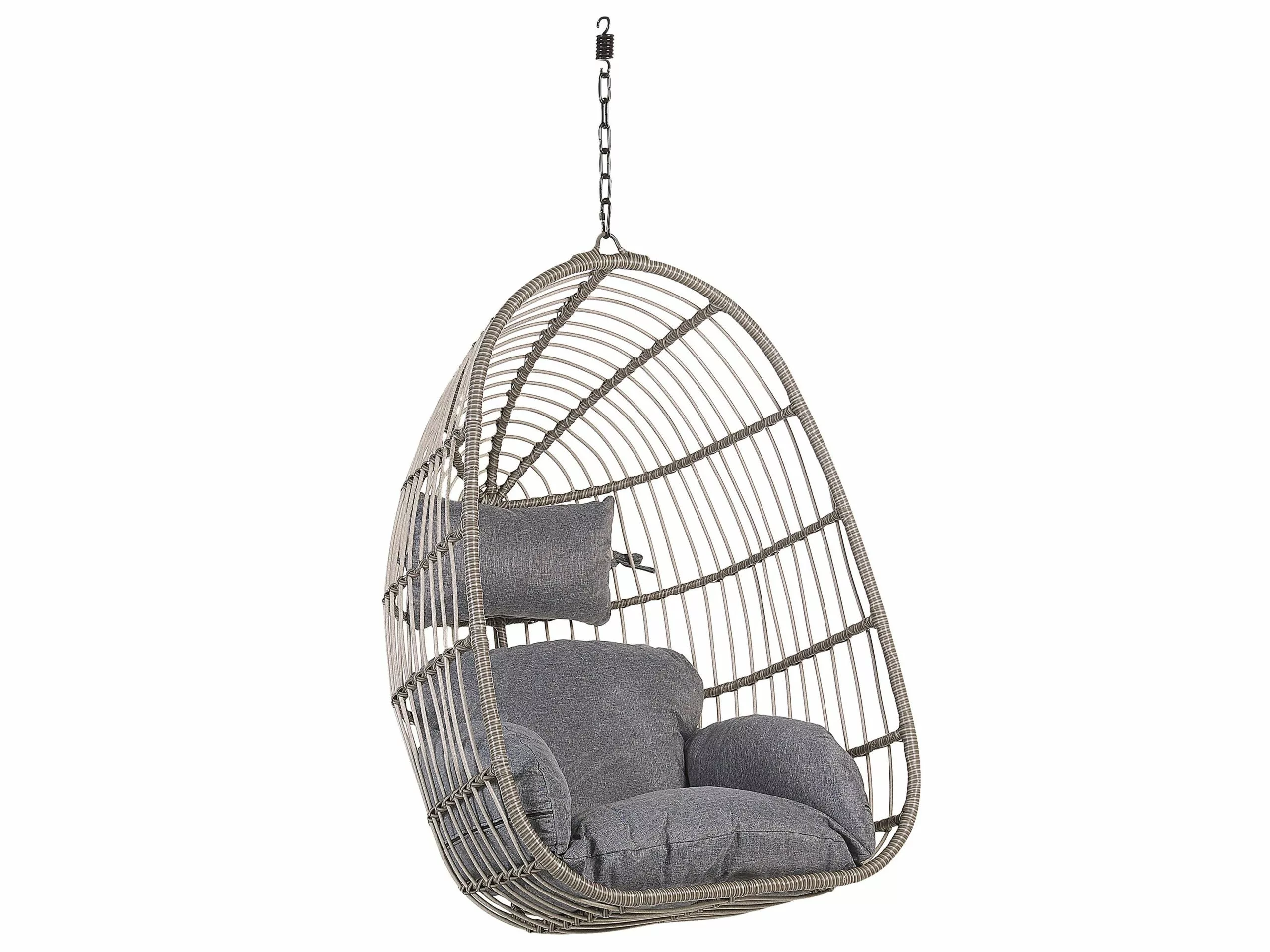 Beliani Rottinkinen Korituoli Jalustalla Harmaa CASOLI 8 Beliani Rottinkinen Korituoli Jalustalla Harmaa CASOLI - Image 8