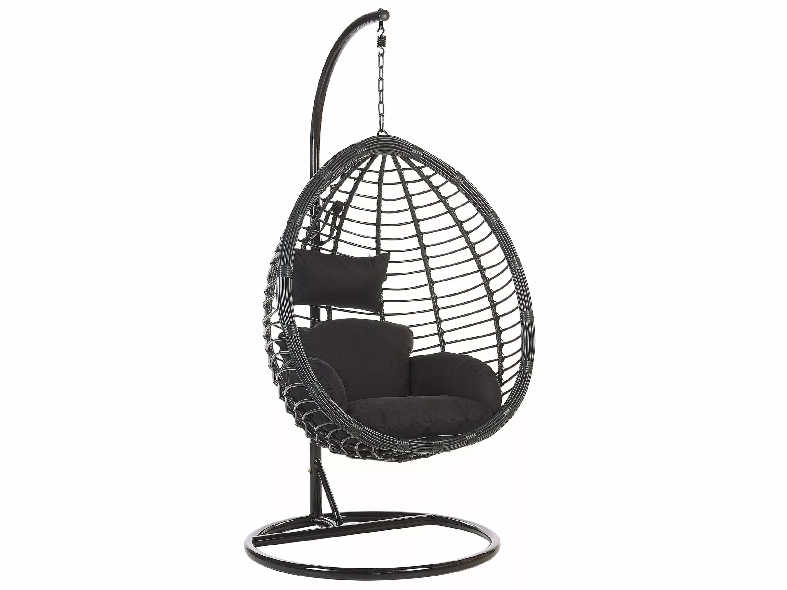 Beliani Rottinkinen Korituoli Jalustalla Musta TOLLO