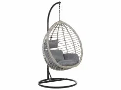 Beliani Rottinkinen Korituoli Jalustalla Harmaa TOLLO