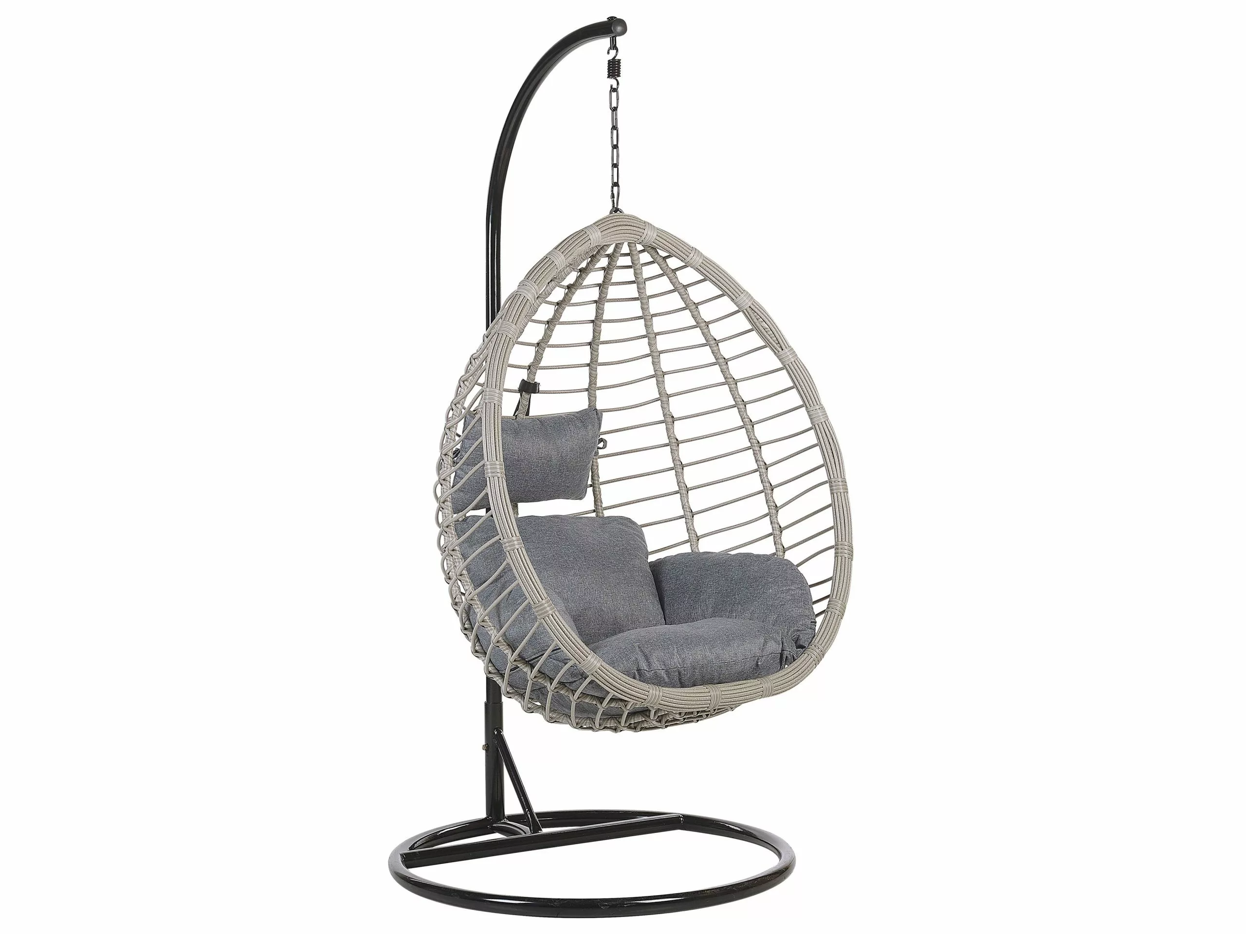 Beliani Rottinkinen Korituoli Jalustalla Harmaa TOLLO 1 Beliani Rottinkinen Korituoli Jalustalla Harmaa TOLLO