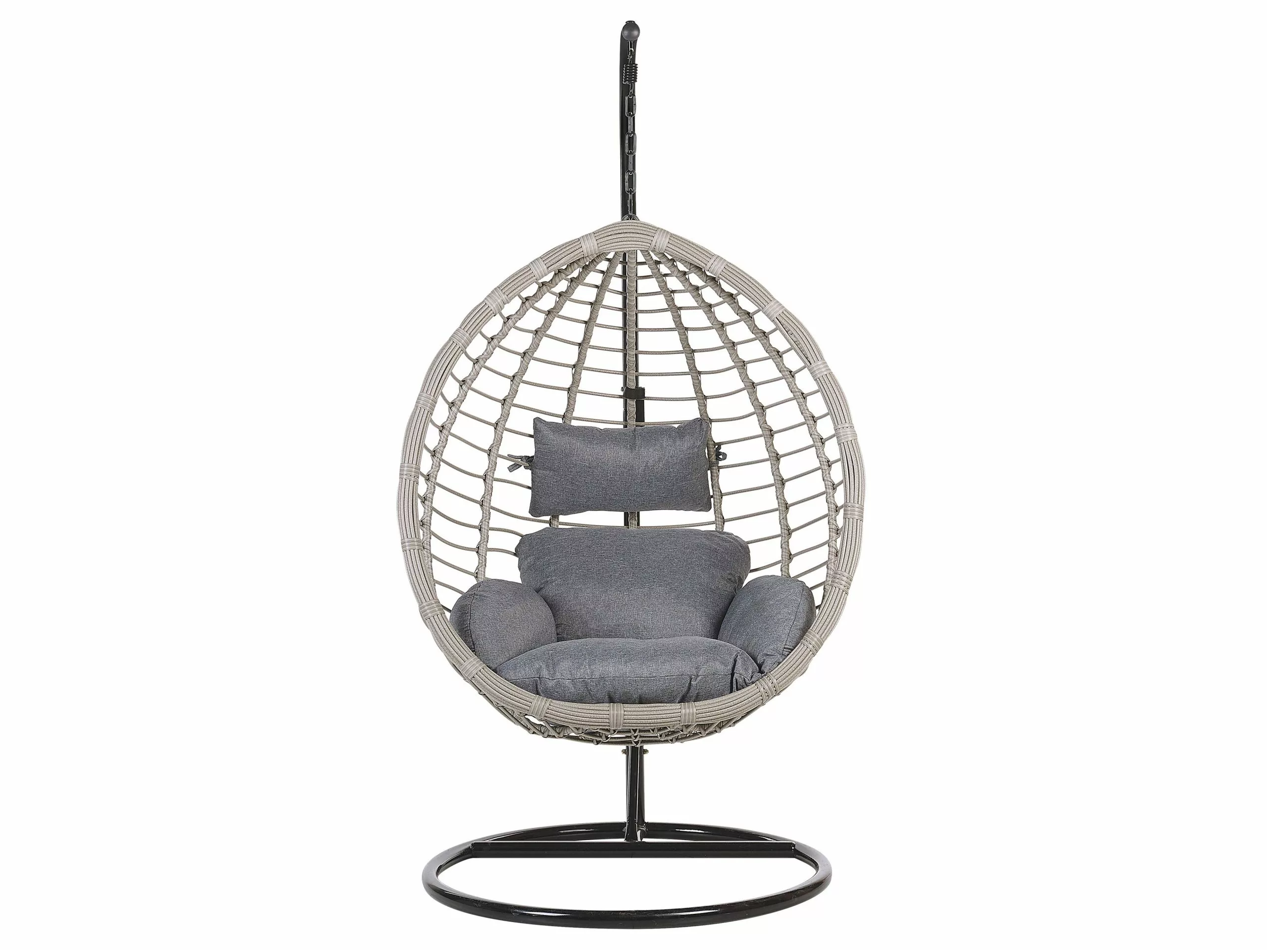 Beliani Rottinkinen Korituoli Jalustalla Harmaa TOLLO 10 Beliani Rottinkinen Korituoli Jalustalla Harmaa TOLLO - Image 10