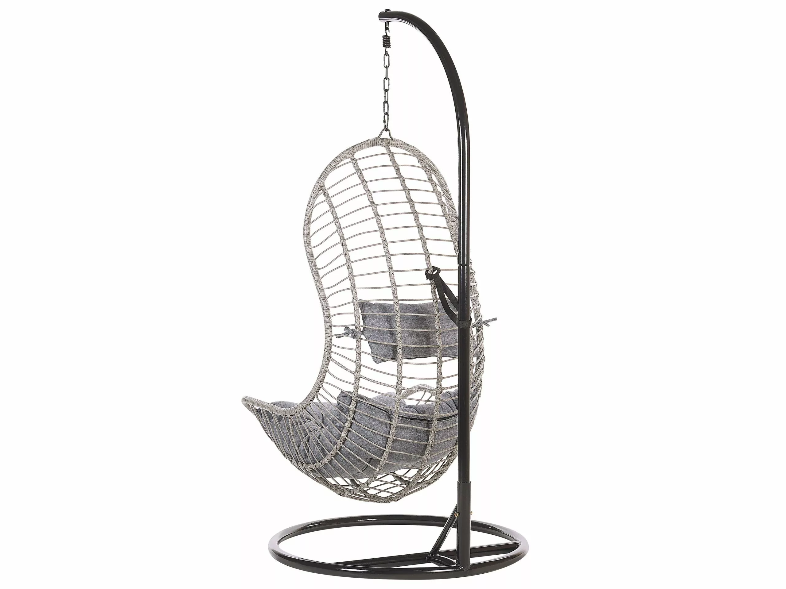 Beliani Rottinkinen Korituoli Jalustalla Harmaa PINETO - Image 6