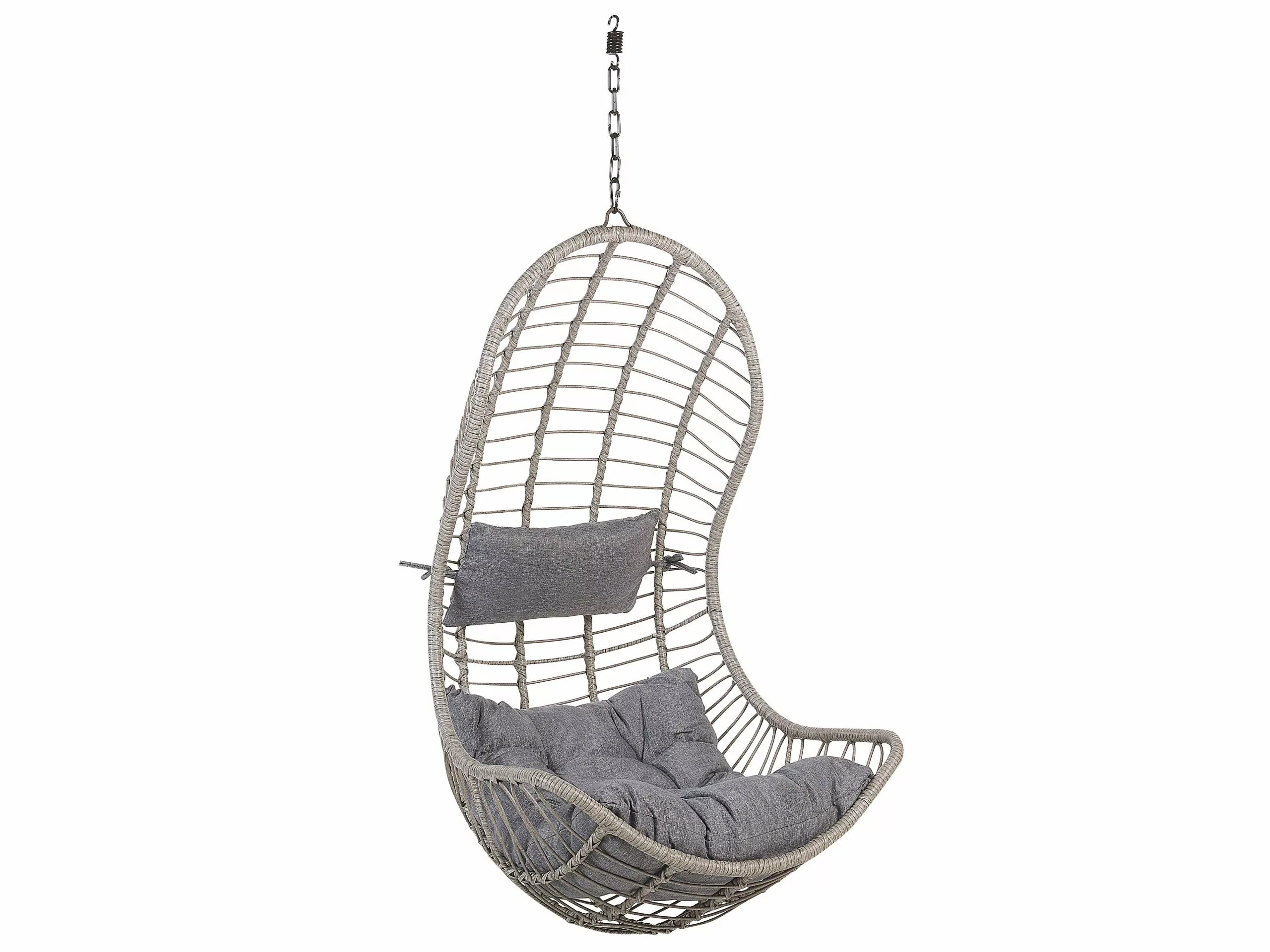 Beliani Rottinkinen Korituoli Jalustalla Harmaa PINETO - Image 7