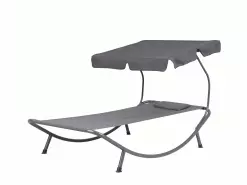 Beliani Harmaa Aurinkotuoli Katoksella TERNO -Ulkokalusteet shop undef src sa picid 763878 type whitesh image