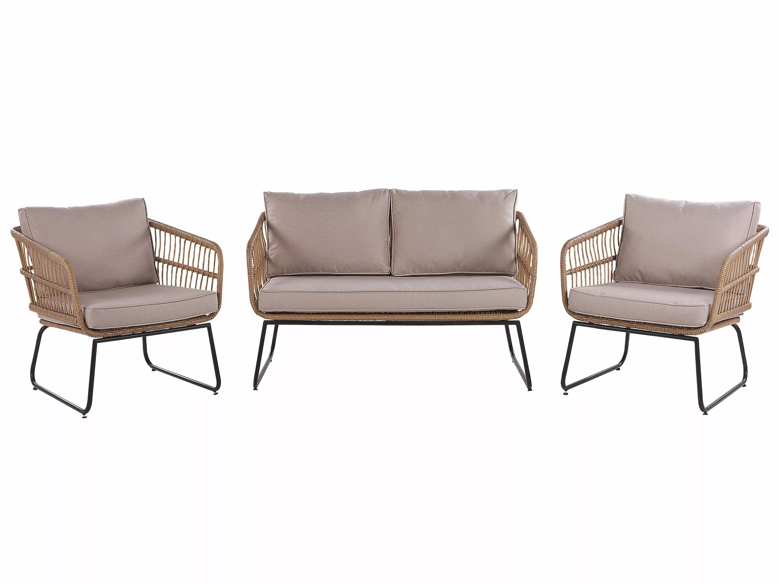 Beliani 4-istuttava Ulkosohvaryhmä Polyrottinki Beige RAVELLO 3 Beliani 4-istuttava Ulkosohvaryhmä Polyrottinki Beige RAVELLO - Image 3