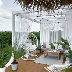 Beliani Riipputuoli Jalustalla Rottinkinen Valkoinen FANO -Ulkokalusteet shop undef src sa picid 777372 type whitesh image scaled