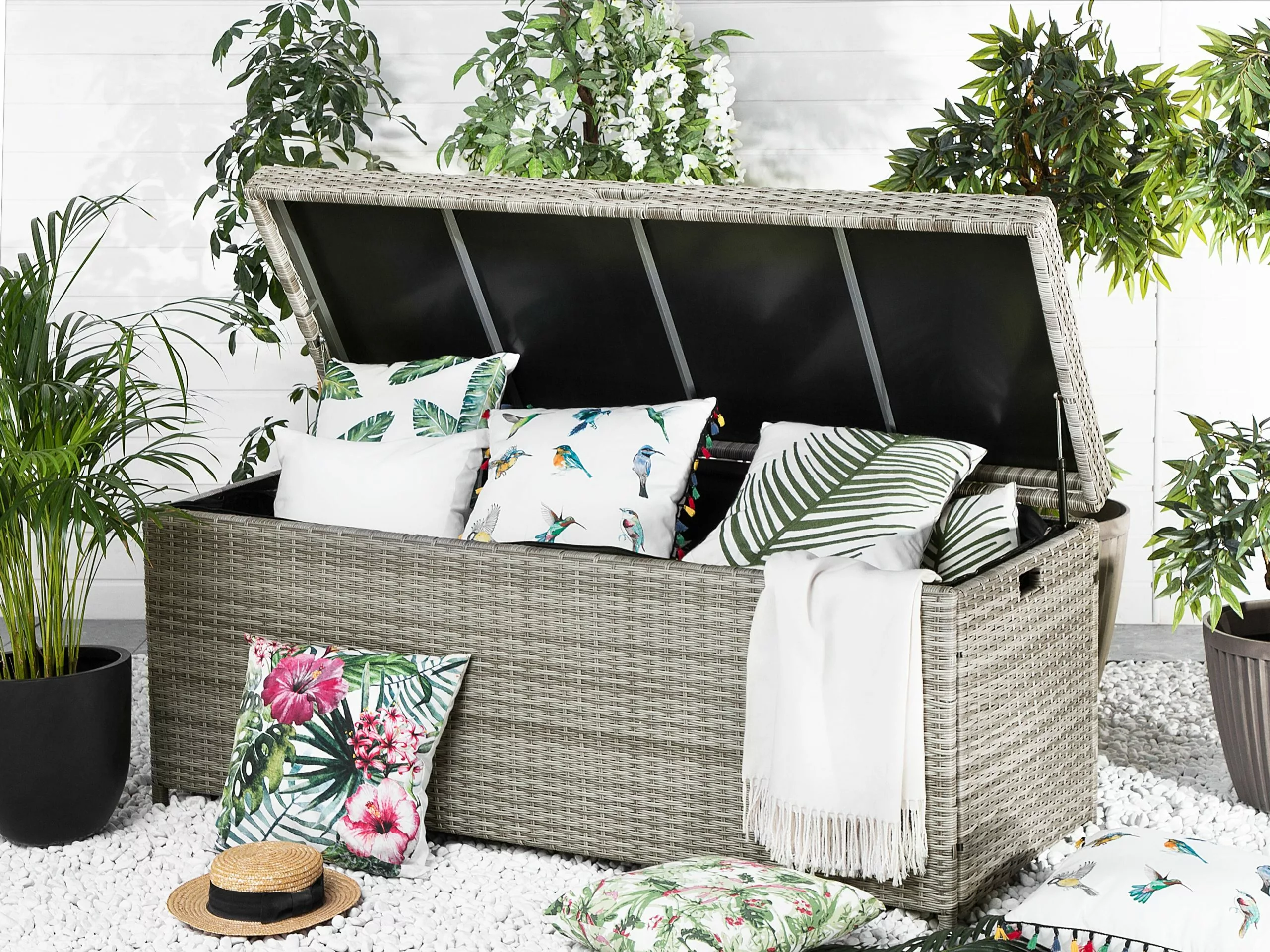 Beliani Ulkosäilytyslaatikko Polyrottinki Harmaa 520L MODENA - Image 2