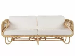 Beliani 2-istuttava Puutarhasohva Rottinki Luonnonväri DOLCEDO