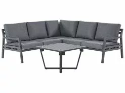 Beliani Puutarhasohvasetti 5-istuttava Tummanharmaa VIZZINI