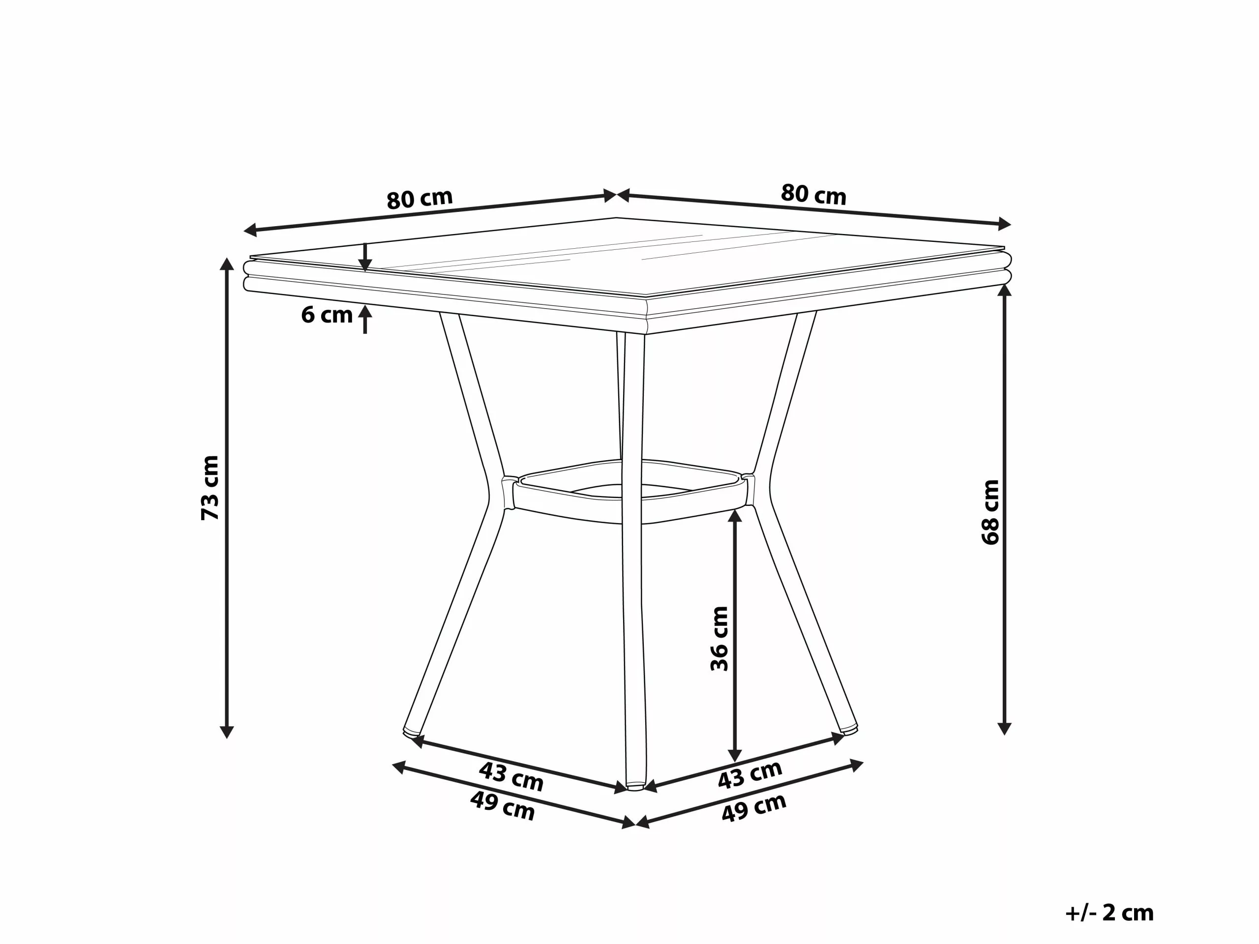 Beliani Puutarhapöytä Alumiini Tumma Puu/harmaa 80 Cm CASPRI - Image 7