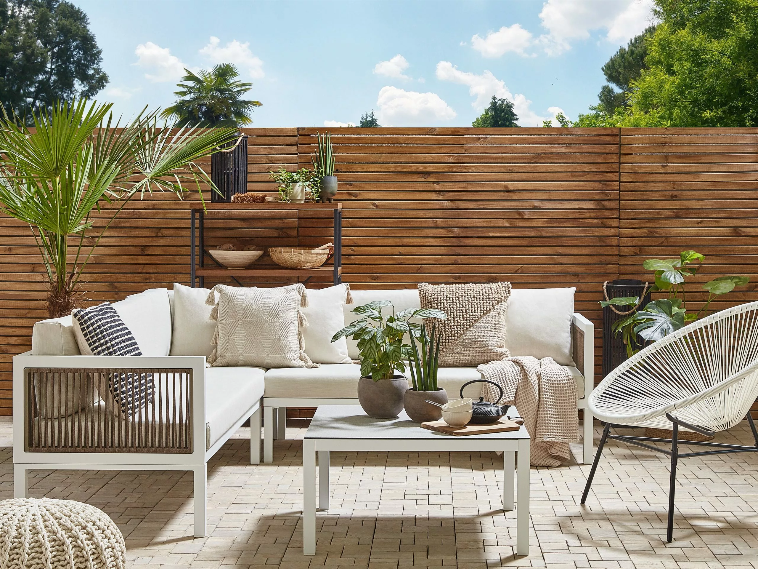 Beliani 4-istuttava Ulkosohvaryhmä Alumiini Vasenk. Valkoinen/ruskea BORELLO - Image 2