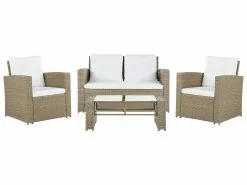 Beliani Vaaleanruskea 4-istuttava PE-rottinkinen Ulkosohvaryhmä LUCA