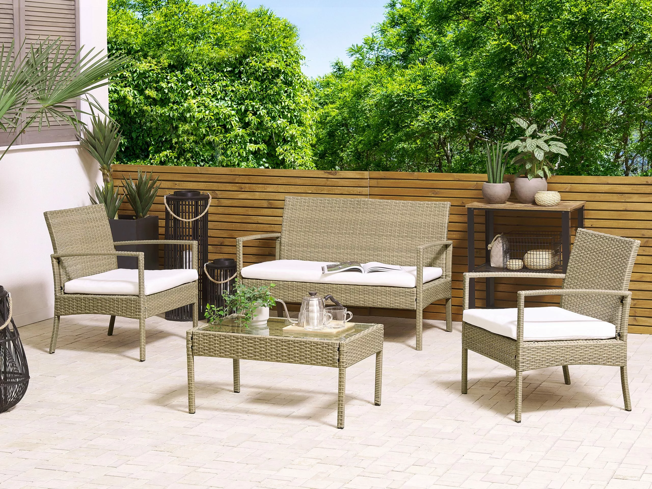 Beliani 4-istuttava Ulkosohvaryhmä Rottinki Vaaleanruskea MARSALA 2 Beliani 4-istuttava Ulkosohvaryhmä Rottinki Vaaleanruskea MARSALA - Image 2