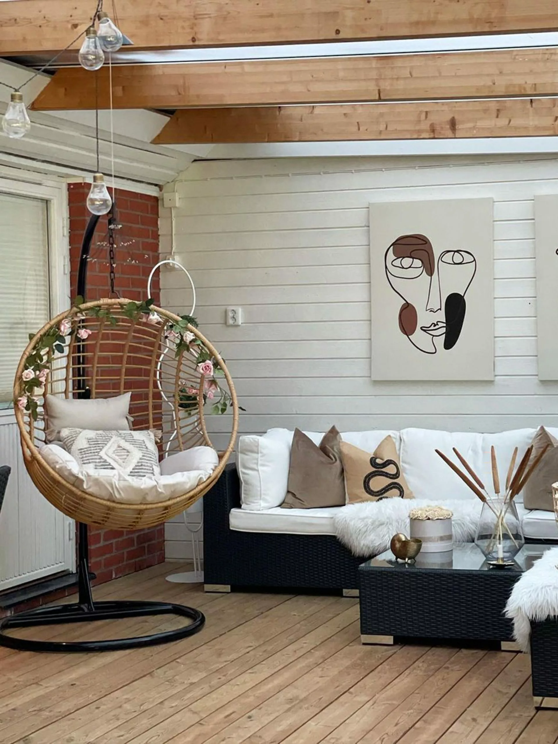 Beliani Rottinkinen Riipputuoli Jalustalla Puunvärinen ASPIO - Image 7