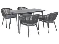 Beliani Ulkoruokailuryhmä Metallinen Harmaa MILETO