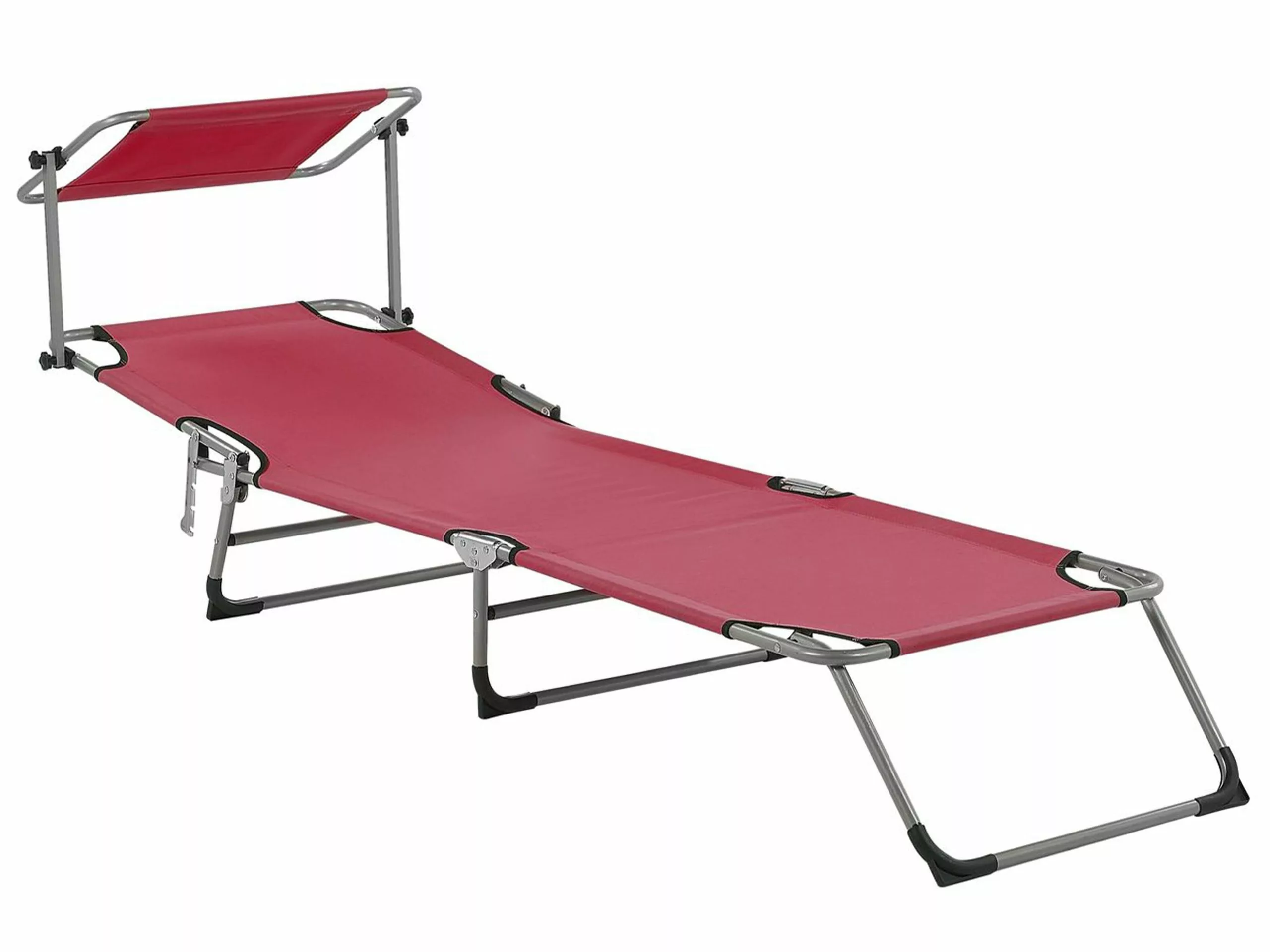 Beliani Viininpunainen Teräksinen Aurinkotuoli Katoksella FOLIGNO 6 Beliani Viininpunainen Teräksinen Aurinkotuoli Katoksella FOLIGNO - Image 6