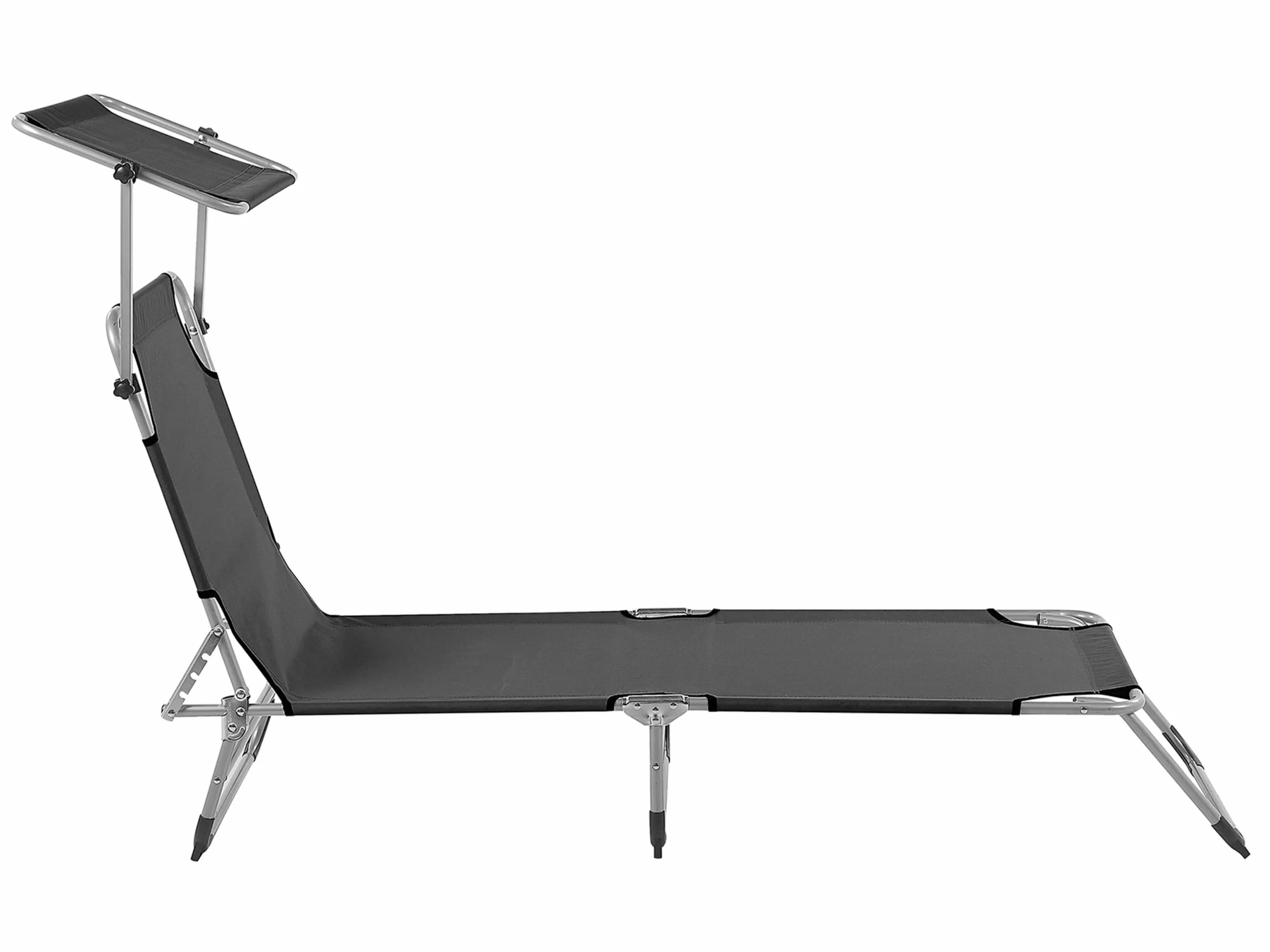 Beliani Musta Teräksinen Aurinkotuoli Katoksella FOLIGNO 7 Beliani Musta Teräksinen Aurinkotuoli Katoksella FOLIGNO - Image 7