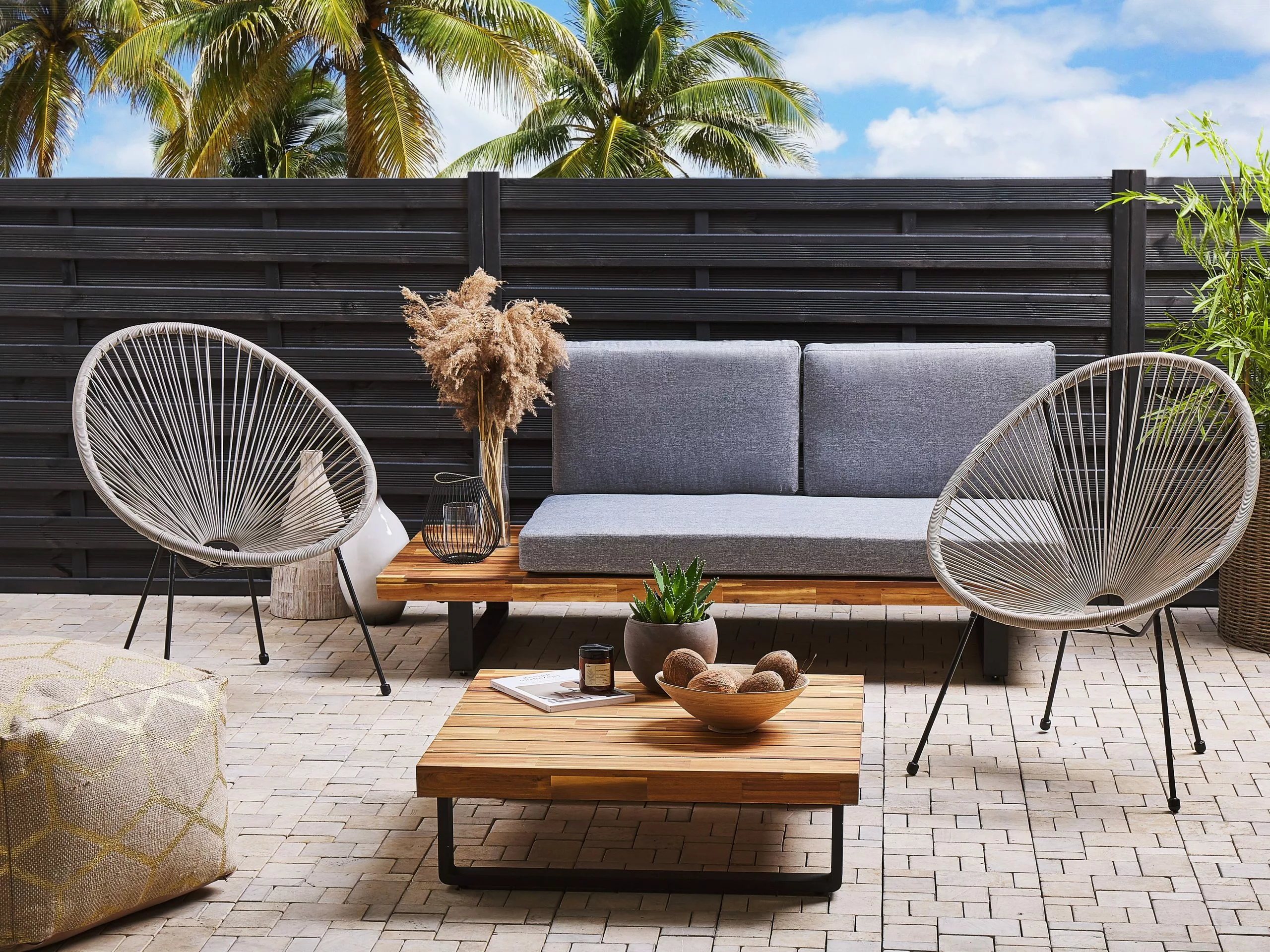 Beliani Narutuoli Polyrottinki Vaaleanharmaa 2 Kpl ACAPULCO II - Image 2