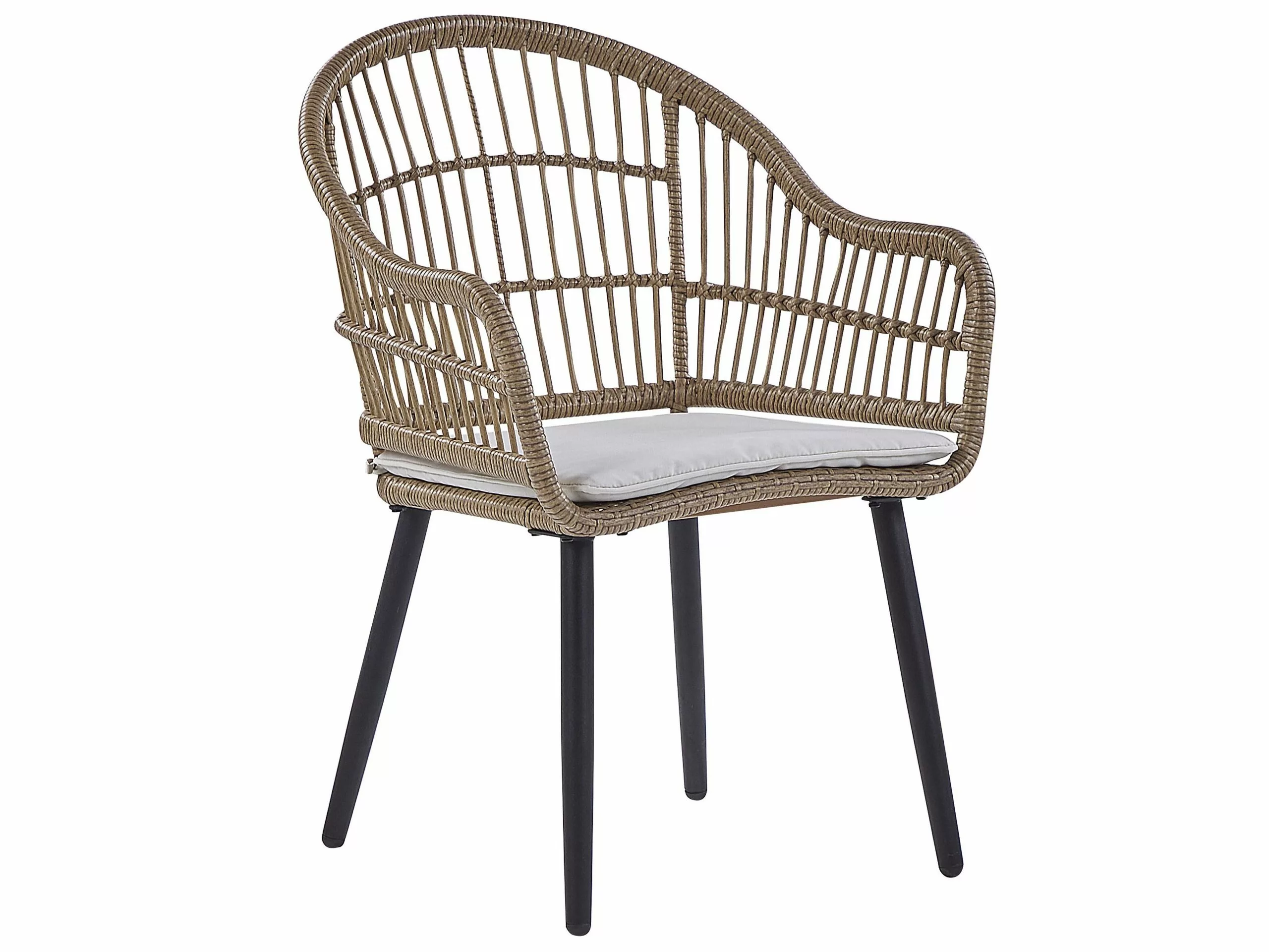 Beliani 6-istuttava Ulkoruokailuryhmä Polyrottinki Beige ALIANO II - Image 5