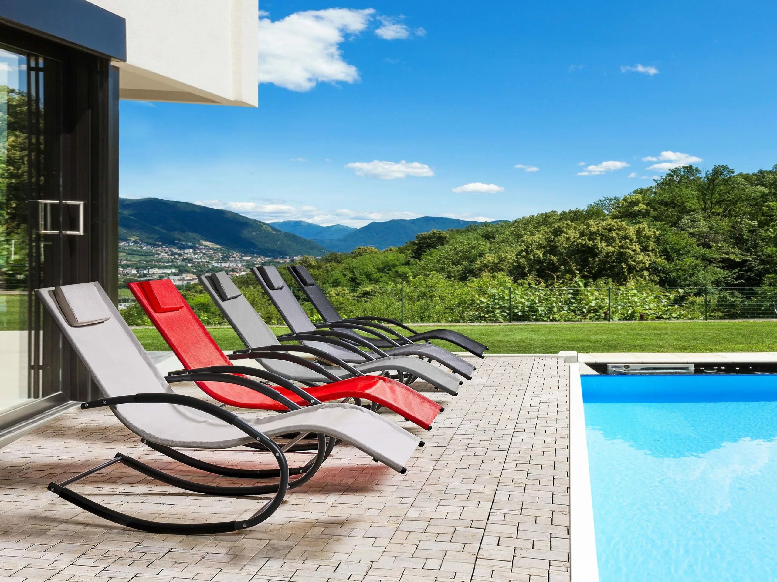 Beliani Aurinkotuoli Teräs Keinuva Punainen CARANO II 4 Beliani Aurinkotuoli Teräs Keinuva Punainen CARANO II - Image 4