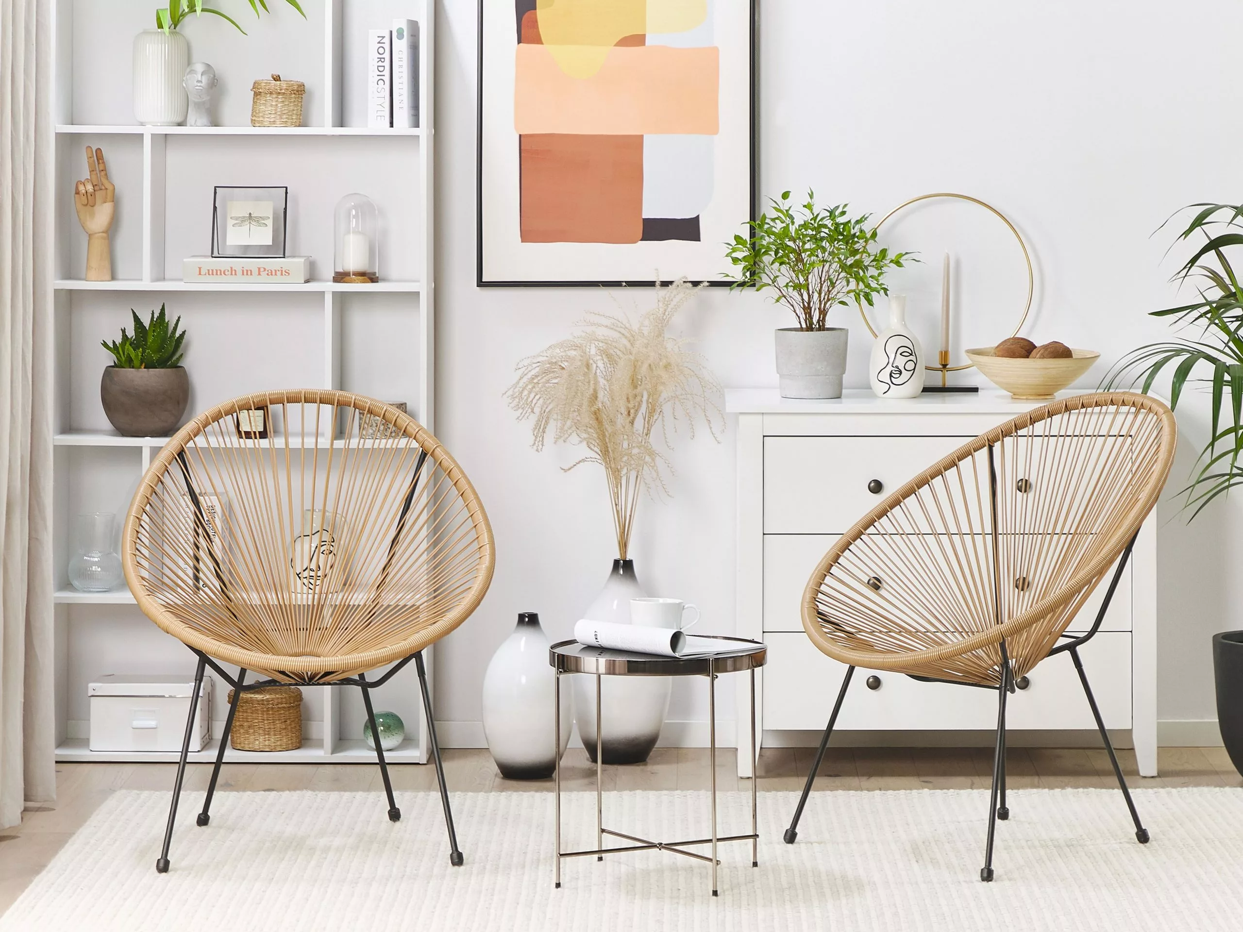 Beliani Narutuoli Polyrottinki Luonnonväri 2 Kpl ACAPULCO II - Image 4