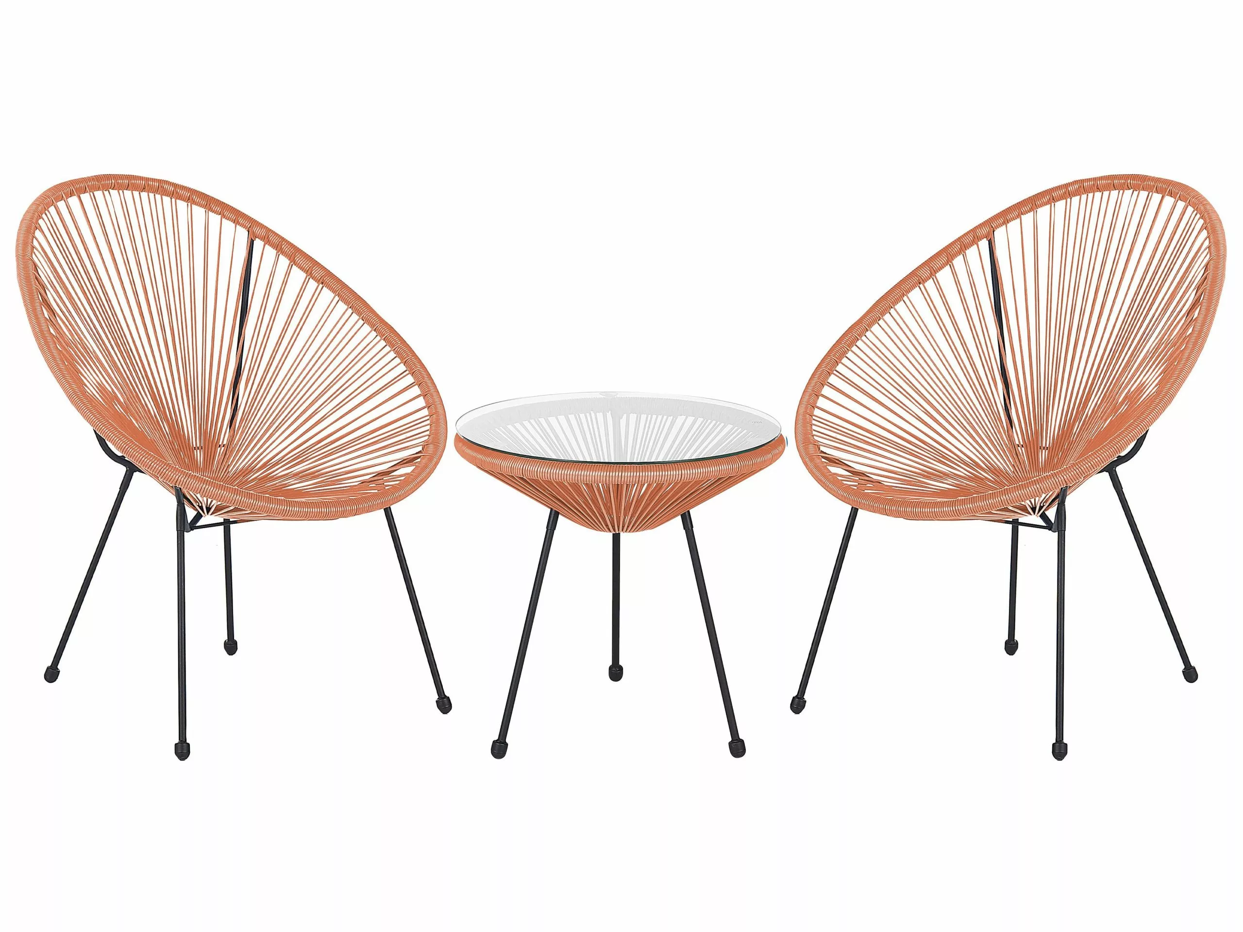 Beliani Parvekekalustesetti Rottinkinen Oranssi ACAPULCO II