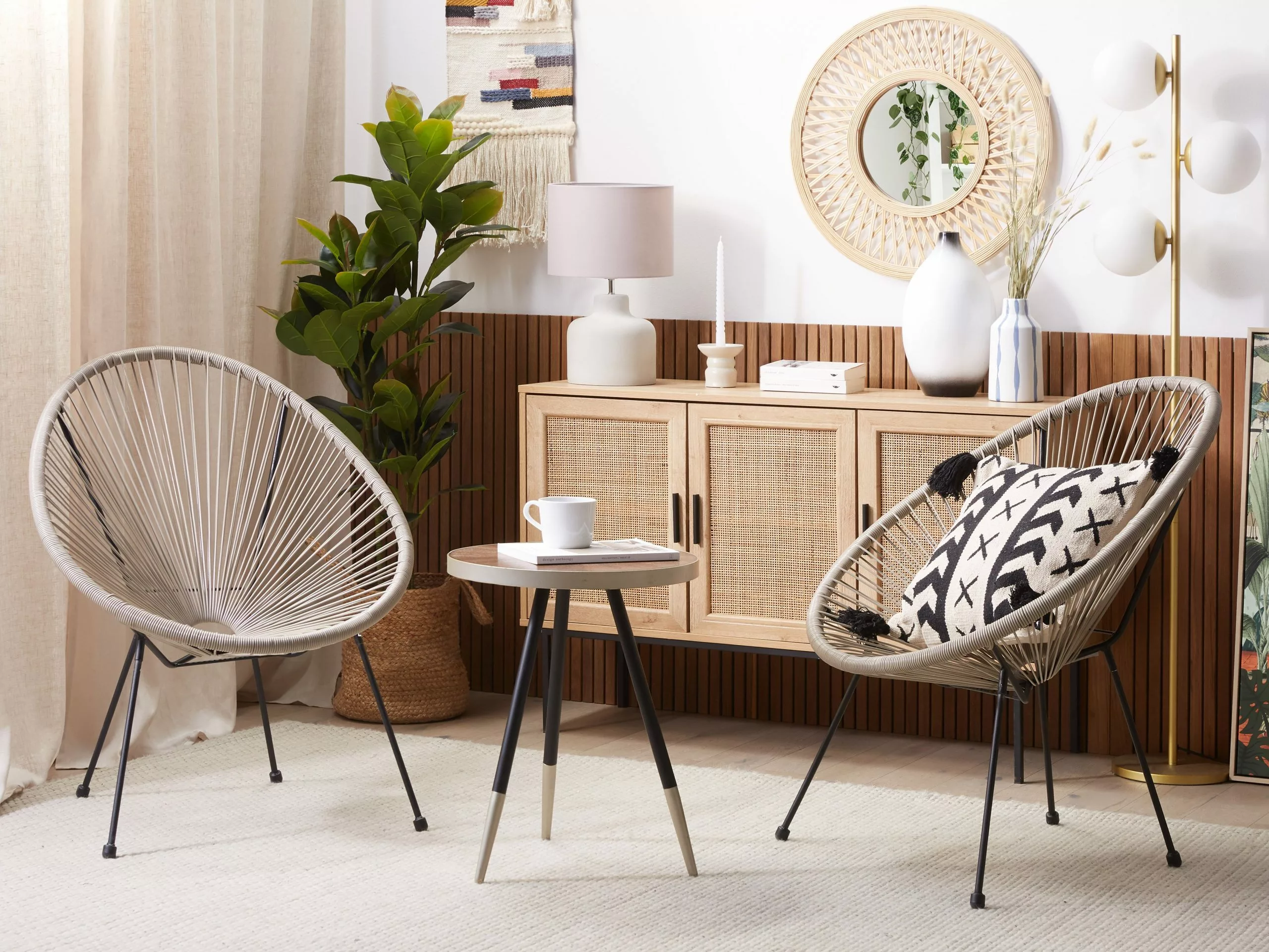 Beliani Narutuoli Polyrottinki Vaaleanharmaa 2 Kpl ACAPULCO II - Image 3