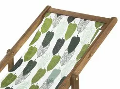 Beliani Vaalea Akaasiapuinen Aurinkotuoli Valkovihreällä Lehtikuviokankaalla 2 Kpl ANZIO -Ulkokalusteet shop undef src sa picid 819538 type whitesh image scaled