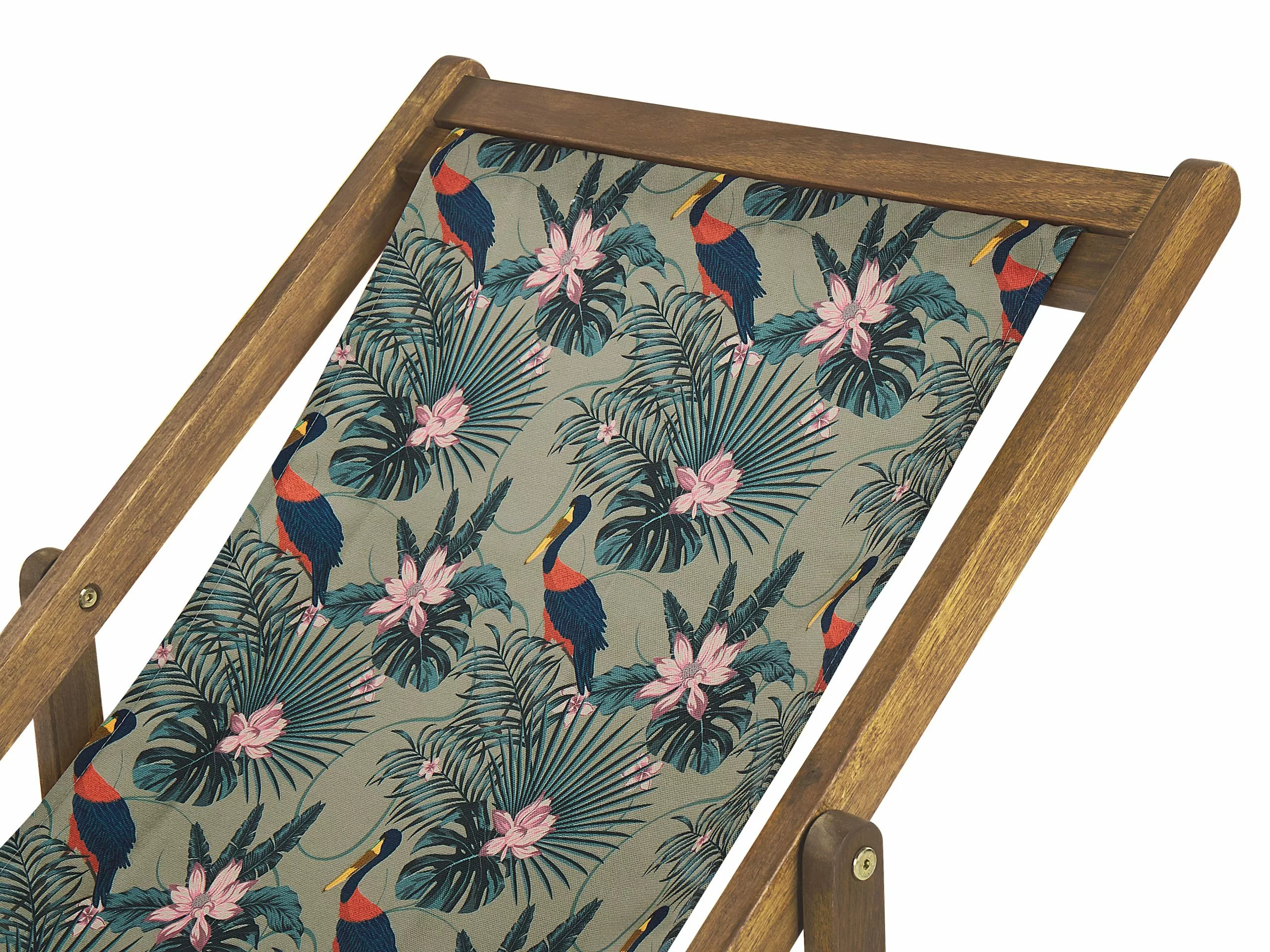 Beliani Vaalea Akaasiapuinen Aurinkotuoli Pelikaanikuvioisella Kankaalla 2 Kpl ANZIO - Image 4